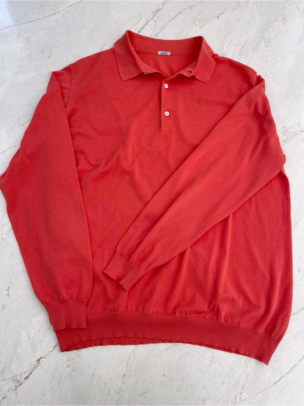 MALO Italy Long Sleeve Fine-Knit Gauge COROL Cotton Polo Shirt - MRP $849 - XXL